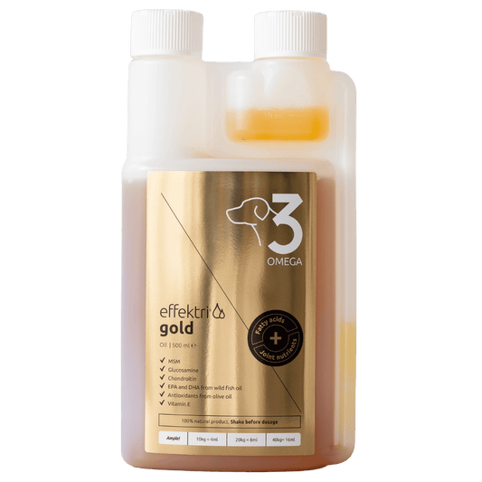 Effektri Gold Dog - Omega-3 + Nivelravinteet 500ml, Liikkuville ja ikääntyville koirille